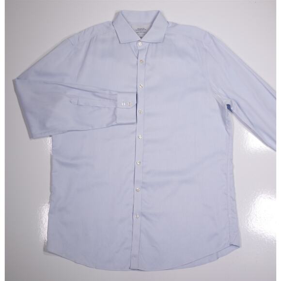 Charles Tyrwhitt Extra Slim Fit Non-Iron Light Blue Check Dress Shirt (44) 17.5 - Picture 2 of 7